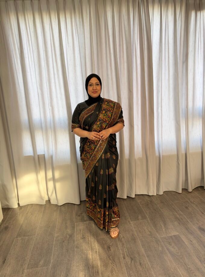 Kant en klare saree - Houtskool- Maat L en XL